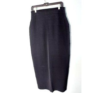 Tadashi Shoji Black bandage pencil Maxi Skirt back slit Size L USA